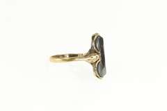 14K Yellow Gold Victorian Ornate Oval Hematite Statement Ring