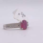 18kt Solid White Gold, Ruby, & Diamond Ring