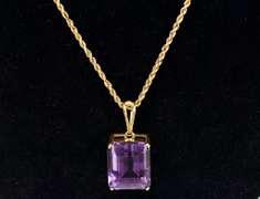 Sensational Amethyst Pendant Necklace in 14K Yellow Gold