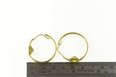 18K Yellow Gold Princess Peridot Statement Hoop 30.0mm Earrings