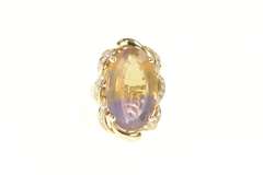 14K Yellow Gold 18.00 Ctw Ametrine Diamond Halo Cocktail Ring