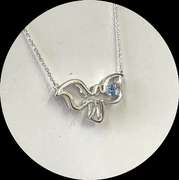 Sterling silver & Blue Center Dancing Stone Dove Pendant