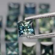 Heated only! 3.37ct princess cut Australian Sapphire set