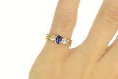 18K Yellow Gold 0.85 Ctw Sapphire Diamond Engagement Ring