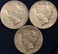 Lot Of 3 Circulated Silver Peace Dollars