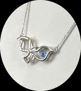 Sterling silver & Blue Center Dancing Stone Dove Pendant
