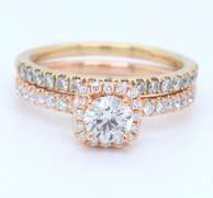 Brilliant Rose Gold Lab Grown Diamond with Yellow Gold Diamond Wedding Set