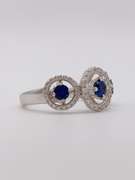 14kt Solid White Gold, Blue Sapphire, & Diamond Ring