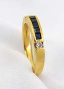 Versatile Estate 18k Sapphire & Diamond Band