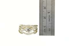 14K White Gold 0.58 Ctw Black & White Diamond Wave Band Ring