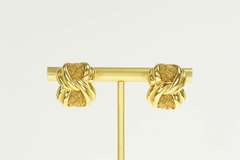 18K Yellow Gold Yuri Ichihachi Designer Knot French Clip Earrings