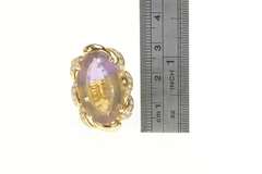 14K Yellow Gold 18.00 Ctw Ametrine Diamond Halo Cocktail Ring