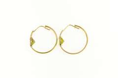 18K Yellow Gold Princess Peridot Statement Hoop 30.0mm Earrings