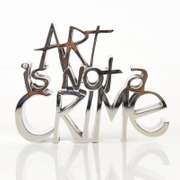 Art Is Not a Crime (Silver) Sculpture/ Glass by Mr Brainwash