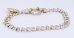 Vintage 925 Sterling Silver Double Link Charm Bracelet with Heart Shaped Charm