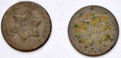 Two 1852 3 Cent Silvers