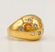 14kt Solid Yellow Gold & Diamond Dome Cocktail Ring