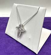 Sterling silver Cross dancing stone pendant in Silver