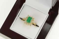 14K Yellow Gold 1.10 Ctw Emerald Diamond Halo Engagement Ring