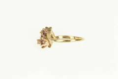 10K Yellow Gold Diamond Ruby Flower Cluster Bypass Ring