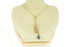 14K Yellow Gold Modernist Turquoise Geometric Drop Artisanal Pendant