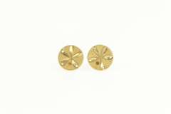 14K Yellow Gold Sand Dollar Sea Shell Ocean Good Luck Stud Earrings