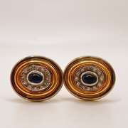 Men's Blue Sapphire and Diamond Cufflinks in 14KT Gold
