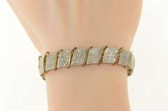 10K Yellow Gold 5.00 Ctw Pave Diamond Encrusted Wide Tennis Bracelet