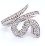 Elegant White Gold Swirl Diamond Wrap around Ring