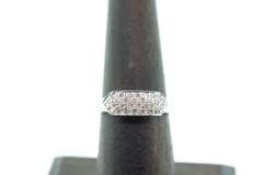 14kt Solid White Gold & Diamond Band Ring