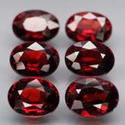 Set of 6 top red VS Garnets weighing 7.37 carats