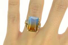 10K Yellow Gold 10.00 Ct Bi Color Quartz Diamond Cocktail Ring