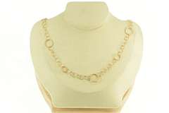18K Yellow Gold Designer Textured Round Layered Chain Necklace