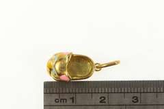 14K Yellow Gold Retro 3D Enamel Kitty Cat Slipper Loafer Charm/Pendant