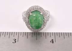 Brilliant  6.50 Emerald & 1.50CTW White Sapphire Ring in Sterling Silver
