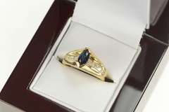 14K Yellow Gold Natural Sapphire Diamond Engagement Ring