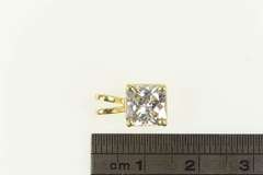 14K Yellow Gold Square Princess Cut Solitaire Cubic Zirconia Pendant