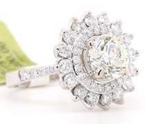 New 3.48ctw Round Diamond Double Frame Engagement Ring in 14K
