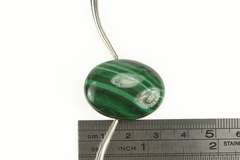 Sterling Silver Oval Malachite Cabochon Southwestern Beaded Necklace