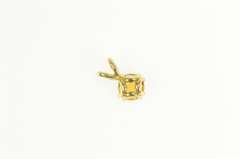 10K Yellow Gold Faceted Cushion Citrine Solitaire Pendant