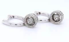Fantastic White Gold Illusion Set Round Diamond Dangle Earrings