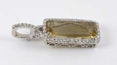 Elegant Lemon Quartz & Diamond Pendant in 14K WG