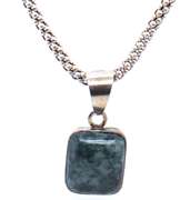 Vintage 925 Sterling Silver Malachite Pendant on Popcorn Chain Necklace
