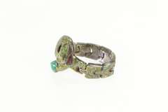 Sterling Silver Elaborate Enamel Snake Serpent Screw Back Ring