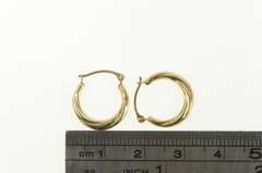 14K Yellow Gold Twist Design Puffy Hoop Simple 14.1mm Earrings