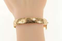 9K Yellow Gold Victorian English 1895 Leaf Engraved Bangle Bracelet
