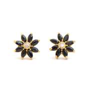 Plated 18KT Yellow Gold 1.63cts Sapphire and Diamond Earrings