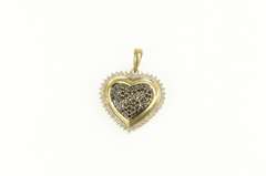 10K Yellow Gold 0.50 Ctw Pave Black & White Diamond Heart Pendant