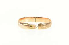 9K Yellow Gold Victorian English 1895 Leaf Engraved Bangle Bracelet