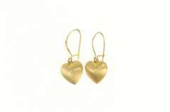 14K Yellow Gold Puffy Satin Finish Domed Heart Love Symbol Earrings